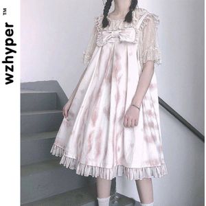 Lolita Gothic Cosplay Dress Japanse Zachte Zus Retro Verstoorde Leuke Kant Jsk Lotusblad Kraag Mouwloze Jurken
