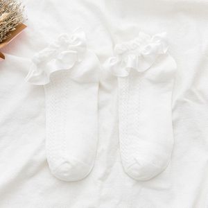 Leuke Ruffle Lolita Sokken Voor Vrouwen Harajuku Lace Stroken Katoenen Sokken Zoete Cosplay Kostuums Prinses Sokken Vrouwelijke Enkel Sox