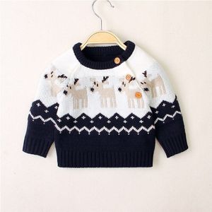 Herfst En Winter Warm Kinderen Baby Jongens Meisjes Kleding Met Lange Mouwen Losse Trui Met Elanden Patroon Voor Kerst 0-18