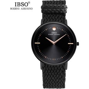 IBSO 7.5 MM Ultra-dunne Heren Horloges Blauw en Zwart Nylon Gevlochten Strap Quartz Horloge Casual Mode horloge Mannen Klok