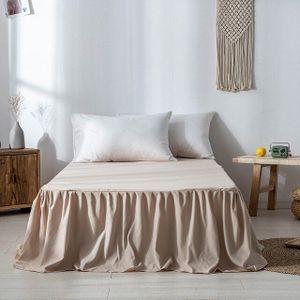 Sprei - Wit - Hotel Thuis - Enkel Dubbel Bed Rok - Met Elastische Band