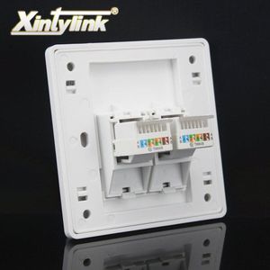 Xintylink stopcontact panel rj45 jack modulaire 2 Poort cat5e cat6 pc Keystone Muur Gezicht plaat Faceplate toolless 86mm computer