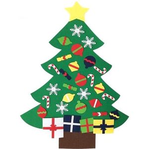 Kids DIY Vilt Kerstboom met Ornamenten voor Jaar Deur Muur Opknoping Xmas Decoratie