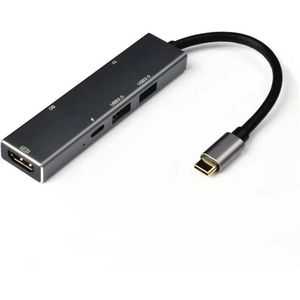 6-In-1 Type C Hub Type C Naar Usb 3.1 Adapter Hdmi Converter USB-C Dongle Compatibel Voor macbook Chromebook 4K Hoge Resolutie