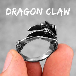 Evil Dragon Claw Rvs Heren Ringen Punk Hip Hop Persoonlijkheid Voor Mannelijke Vriendje Biker Sieraden Creativiteit