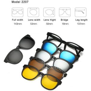 5 Set Clip Lens + 1 Frame Wandelen Brillen Spiegel Gepolariseerde Zonnebril Clip-On Magneten Kan Absorberen Bijziendheid Verziendheid bril