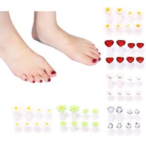 8 Stks/set Toe Silicone Separator Pedicure Bloem Waterdrop Crystal Diamond Parel Separator Nail Art Diy Voetverzorging Tool
