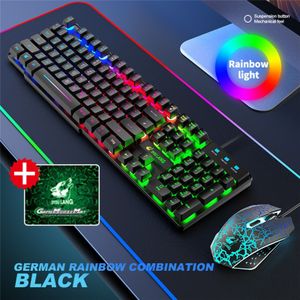 Duitse Gaming Toetsenbord Computer Muis Gamer Set Gemengde Licht Usb Pc Toetsenbord Ergonomische Gaming Muis Voor Laptop Pc Games Клавиатура