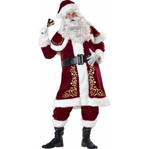 Volwassen Kerst Kostuum Velvet Deluxe Kerstman Vader Cosplay Pak Fancy Dress Volledige Set Cosplay Kerst Sets Vrouw En Man