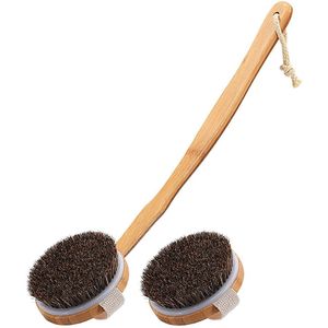 Natuurlijke Paardenhaar Bad Borstel Afneembare Handvat Ronde Exfoliërende Borstel Exfoliërende Body Borstel Voor Mannen En Vrouwen