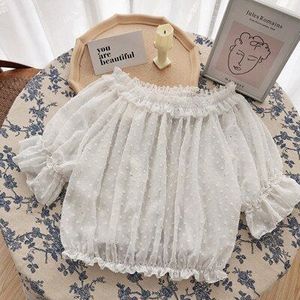 Japanse Lolita Zoete Shirt Zacht Meisje Korte Mouwen Verstoorde Off-De-Schouder Lolita Chiffon Overhemd Dieptepunt Shirt top Cos Loli