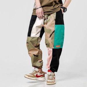 Lappster Hip Hop Camo Kleur Blok Cargo Broek Mannen Harembroek Overalls Heren Japanse Steetwear Trainingsbroek Katoenen Broek