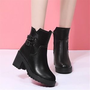 Casual Vrouwen Laarzen Winter Mode Pu Leer Vrouwen Enkellaarsjes Warm Korte Pluche Rits Enkellaars Botas Mujer mid Hak