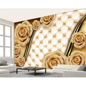 Beibehang Baksteen Behang 3d 3d Luxe Golden Rose Zachte Tas Sieraden Tv Achtergrond Muur Foto Behang Behang Voor Kinderkamer