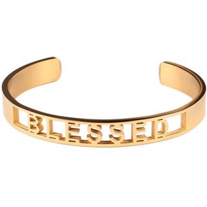 Carvort Vrouwen Inspirational Rvs Armband Gegraveerd Gezegend Bangle- Gold, Rose Goud 8 Mm Breedte Bangle Armbanden