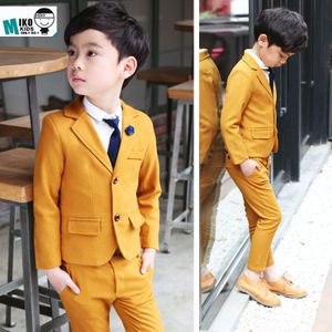 Oranje Kind Prom Suits 2-10Years Oude Baby Kleding Set Blazers + Broek 2 Onderdelen Bruiloft Bloem Jurk Kid Slanke Zachte kostuum