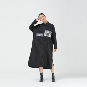 Xitao Vintage Onregelmatige Geborduurde Trenchcoat Voor Vrouwen Losse Plus Size Lange Mouw Single-Breasted Windjack Herfst XJ5093