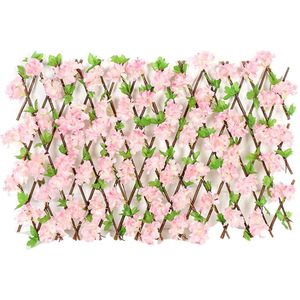 Houten Hedge Met Kunstmatige Bloem Bladeren Tuin Decoratie Screening Uitbreiden Latwerk Privacy Screen