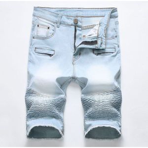 Mode Biker Jeans Shorts Mannen Casual Ontspannen Fit Stretch Denim Shorts Rits Jeans Shorts Homme 42