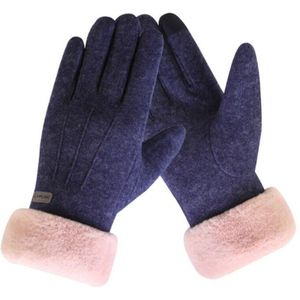 Vrouwen Elegante Harige Imitatie Lamsleren Handschoenen Winter Warm Touchscreen Suede Gebreide Handschoen Volledige Vinger Vrouwelijke Wanten