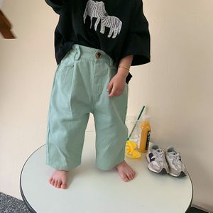 Lente Kinderen Unisex Effen Kleur Casual Broek Kids Losse Alle-Wedstrijd Katoenen Broek