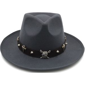 Mode Vrouwen Vilt Fedora Hoed voor Winter Herfst Fascinat Jazz Hoed Dame Sombrero Vader Hoed Punk Pirate Riem Maat 58 cm