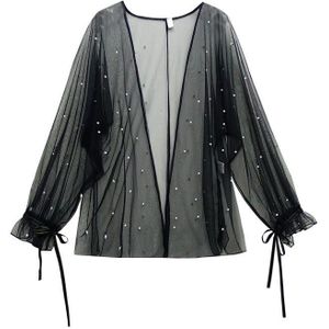 Japanse Zoete Lolita Zon-Beschermende Kleding Vest Parel Mesh Gothic Lolita Coat Kawaii Meisje Loli Kiel Cos