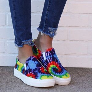 Vrouwen Flats Lente & Herfst Schoenen Slip Op Platform Ondiepe Canvas Bloem Casual Mode Vrouwelijke Schoen Comfort Dames Plus size