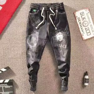 Lente Herfst Mode Hip Hop Beam Voeten Jeans Mannen Voeten Elastische Denim Broek Mannen Koreaanse Enkellange harembroek