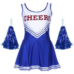 Tank Jurk Pom Pom Meisje Cheerleaders Vermomming Blauw Pak M(34-36)