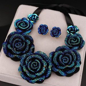 Kettingen Grote Blauwe Hars Bloem Kettingen Chunky Statement Ketting voor Vrouwen X1629