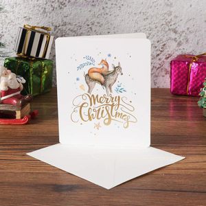 5 stuks Jaar Vrolijk Kerstfeest Kaarten met Envelop Bronzing Wenskaart Postkaart Verjaardag Brief Envelop Card