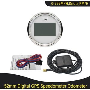 Universele 52 Mm Digitale Gps Speedometers Odometers 0-999 Speed Milometer Met Gps Antenne 9-32V Met rode Backlight Toont Sog Odo