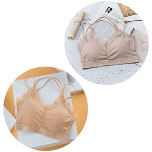 2Pcs Lce Zijde Traceless Mooie Terug Jarretel Beha Sexy Kant Student Meisje Verpakt Beha Ondergoed Vrouwelijke