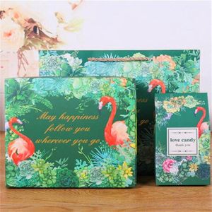 Flamingo Box Set Bruiloft Hand Box Favor Candy Bag Persoonlijkheid Souvenir Party Papieren Zakken Pak Pack