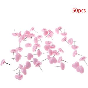 50 Stuks Hart Vorm Plastic Gekleurde Push Pins Punaises Kantoor School R9JA