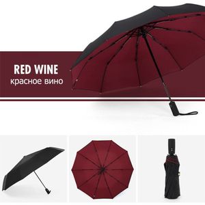Wind Slip Dubbele Doek 3 Opvouwbare Automatische Rode Paraplu Regen Vrouwen Business Voor Mannen Draagbare Grote Paraplu Clear