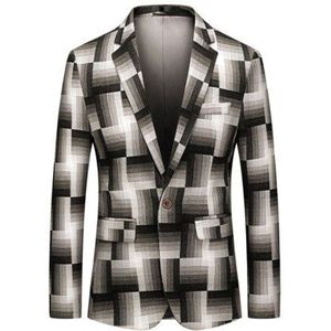 Yasuguoji Lente Stiksels Zwart Wit Plaid Retro Pak Voor Mannen Casual Pak Plaid Slanke Blazer Mannen Trouwpak