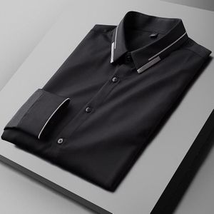 Minglu Effen Kleur Heren Shirts Luxe Borduurwerk Kraag Slim Fit Heren Dress Shirts Plus Size 4xl Lange Mouwen Man shirt