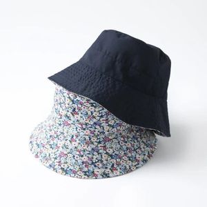 Foux Bucket Women Summer Thin Wear On Both Sides Pure Color Uv Protection Floral Patterns Protect Wind Japanese Style