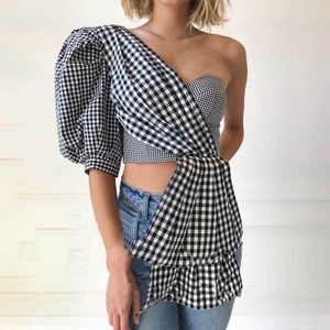 Twotwinstyle Off Shoulder Shirt Vrouwen Kleding Zomer Blouse Streetwear Dames Koreaanse Mode Kleding Koude Schouder Tops