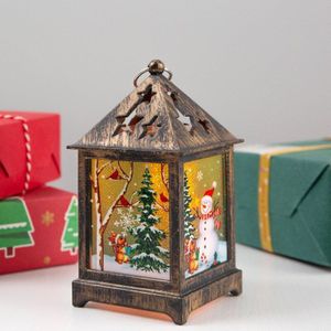 Kerst Creatieve Ouderen Sneeuwpop Nachtlampje Retro Wind Lantaarn Kerstversiering Desktop Decoratie Verlichting