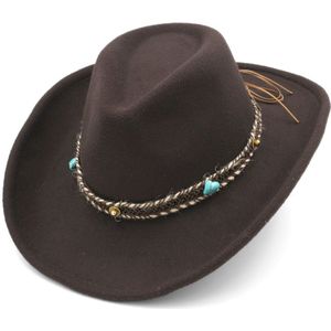 Mistdawn Unisex Wol Blend Western Cowboy Fedora Hoed Brede Rand Sombrero Godfather Cap Kerk Caps Gangster Jazz Hoed