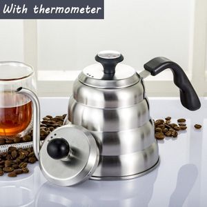 Koffie Pot 1.2L Rvs Giet Over Koffie Pot Ketel Met Thermometer Voor Thuis Kantoor Appartement Pitcher