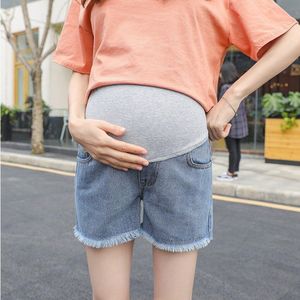 Niet-Elastische Mode Denim Moederschap Shorts Zomer Explosie Modellen Broek Denim Zwangerschap Maag Lift Shorts