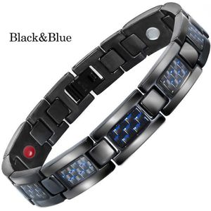 Mens Gezondheid Energie 3 IN 1 Armband Blauw Carbon Fiber Bangle Twisted Magnetische Armband Roestvrij Staal Vrouwen Power Therapie Magneet