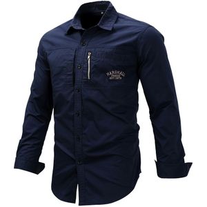 Lente Herfst Mannen Shirt Lange Mouw Effen Kleur Revers Rits Shirt Outdoor Casual Shirt Grote Maat ALS88