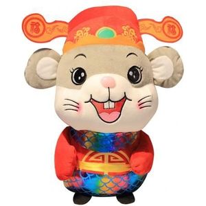 Jaar van de Rat Mascotte Knuffel Lente Festival Fortune Mouse speelgoed Gevulde Pop Zodiac Chinese jaar Fortuin muis