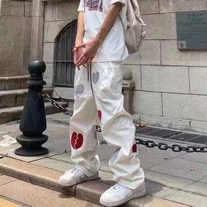Casual Mannen Broek Japanse Hartendief Print Koord Paar Broek Retro Hip Hop Losse Harajuku Recht Spoor Broek Heren