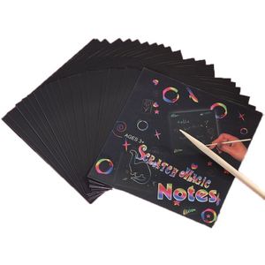 24 Sheets Scratch Papier Regenboog Schilderen Schets Pads Diy Art Craft Scratchboard Voor Volwassenen En Kinderen
